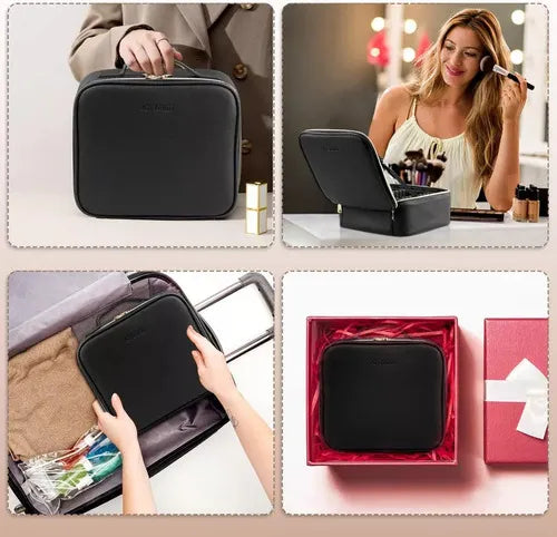 Estuche Cosmética  con Espejo y Luz LED 💄 Organizador de Maquillaje para Viaje