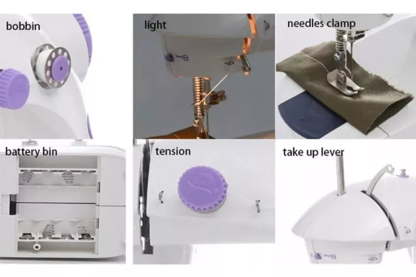 Maquina Portatil Mini Sewing Machine Con Base Para Coser Color Blanco
