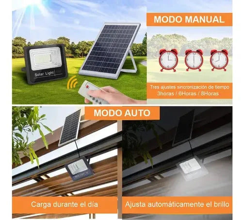 Reflector Solar Jortan 100W LED Exterior – Iluminación Potente sin Consumo ☀️