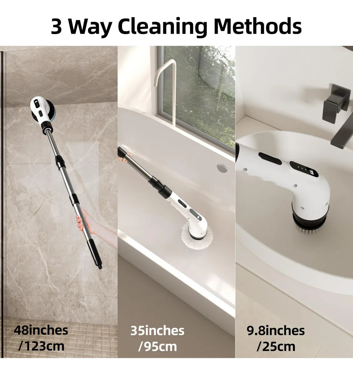 Cepillo Eléctrico Recargable para Limpieza 🧼 Con Mango Extensible y 9 Accesorios