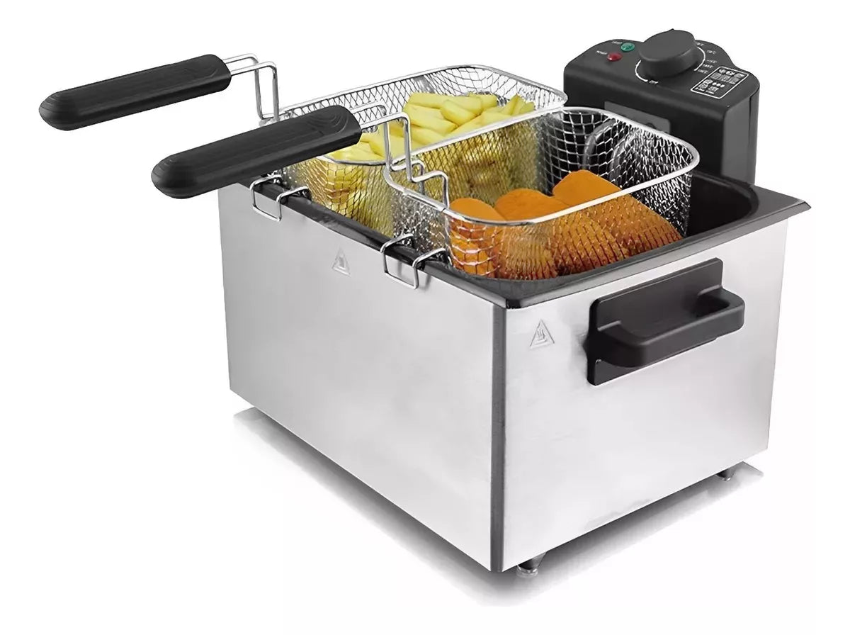 Freidora De Aceite Electrica 2 Cestas En Acero Capacidad 5l