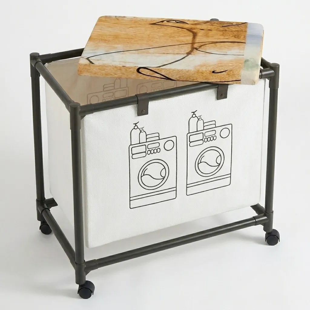 Canasto Organizador de Ropa con Ruedas 🧺 Ideal para Lavandería y Ahorro de Espacio