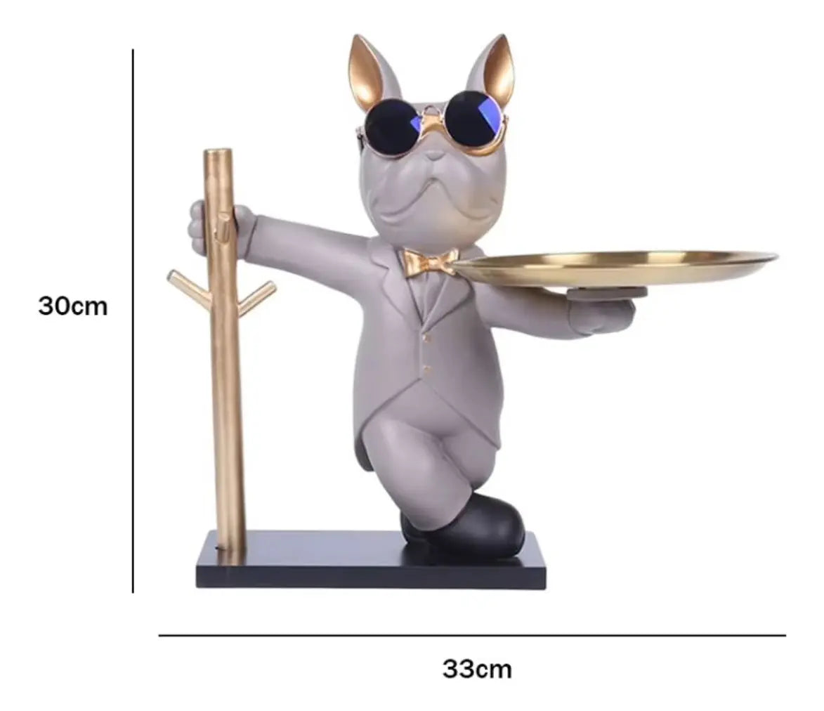 Figura Decorativa de Perro con Bandeja 🐶 Organizador Elegante para Entrada y Hogar