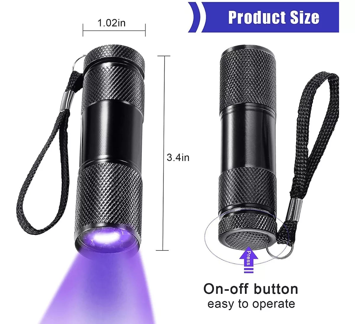 Linterna Uv Led Uv Ultravioleta Luz Negra Experimentos !! Linterna Negro