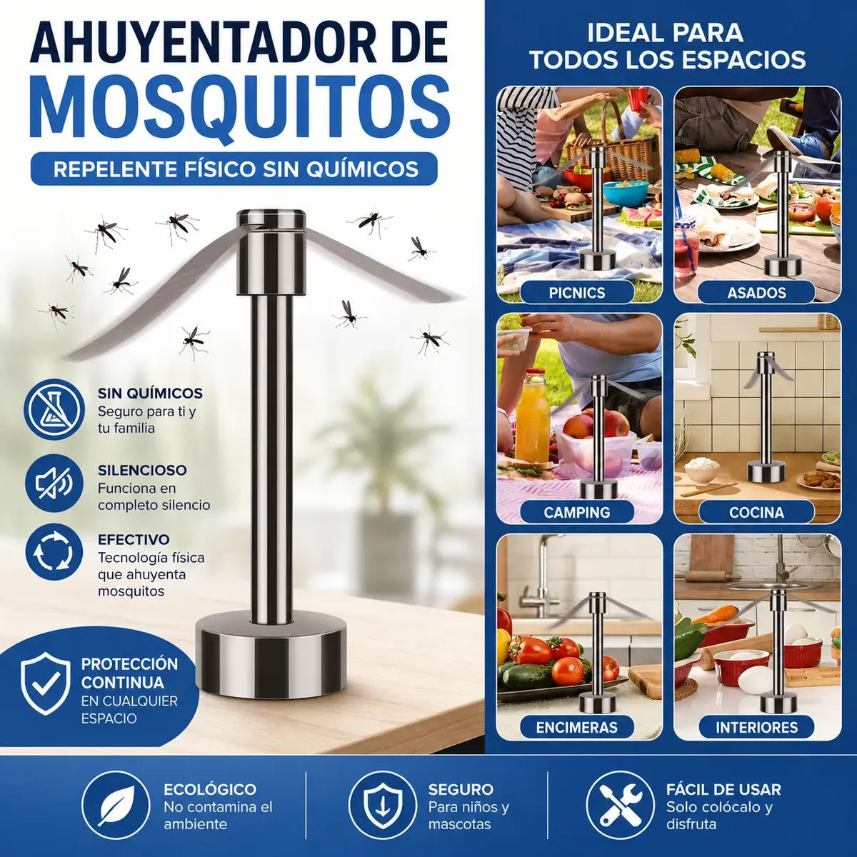 Ventilador Repelente De Moscas Para Mesa Portátil