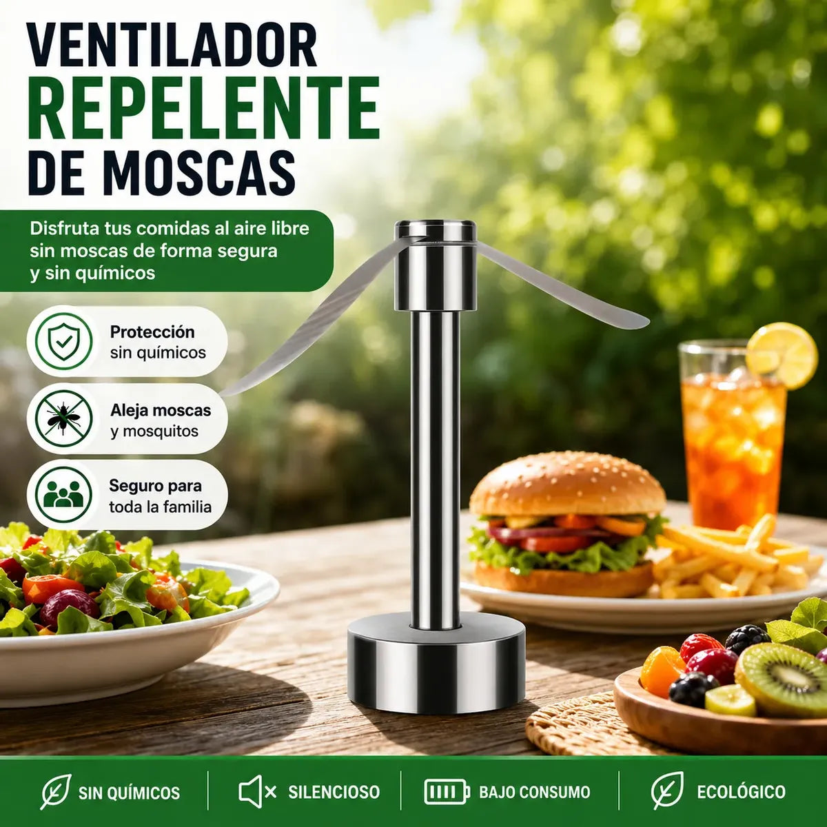 Ventilador Repelente De Moscas Para Mesa Portátil