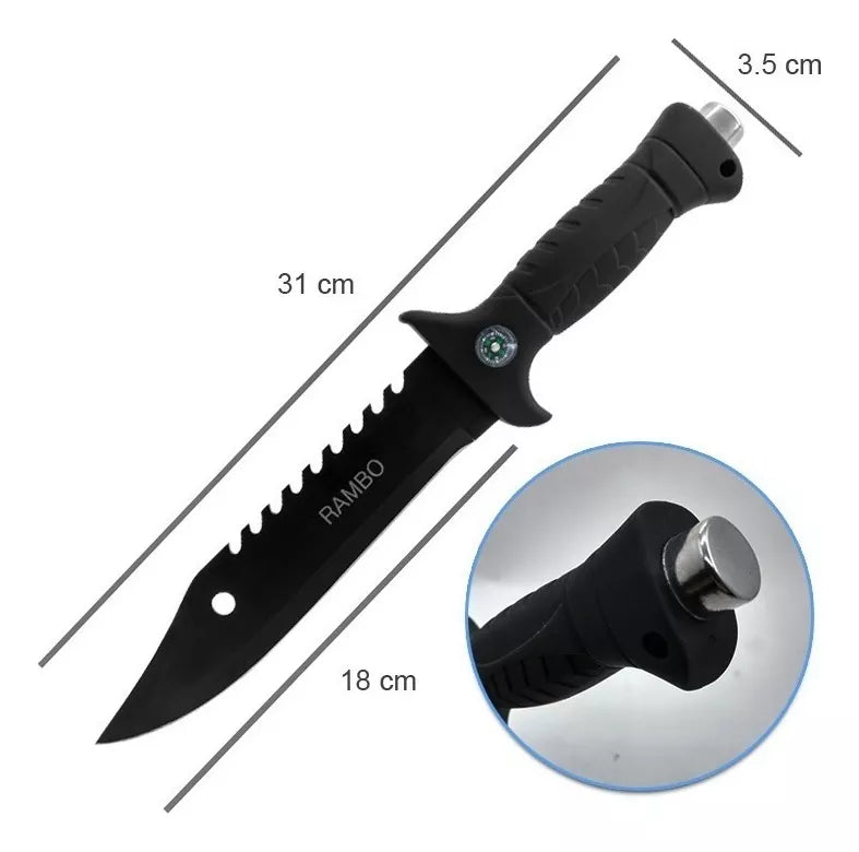 Cuchillo Táctico Supervivencia Liso Sierra Funda Survivor