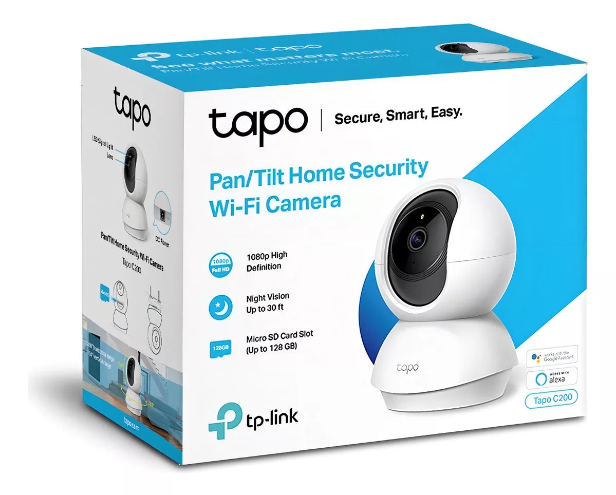 (1)Cámara de seguridad Tapo link C200 Ip Wifi Robótica, Full Hd / Audio, Tapo C200 Color Blanco