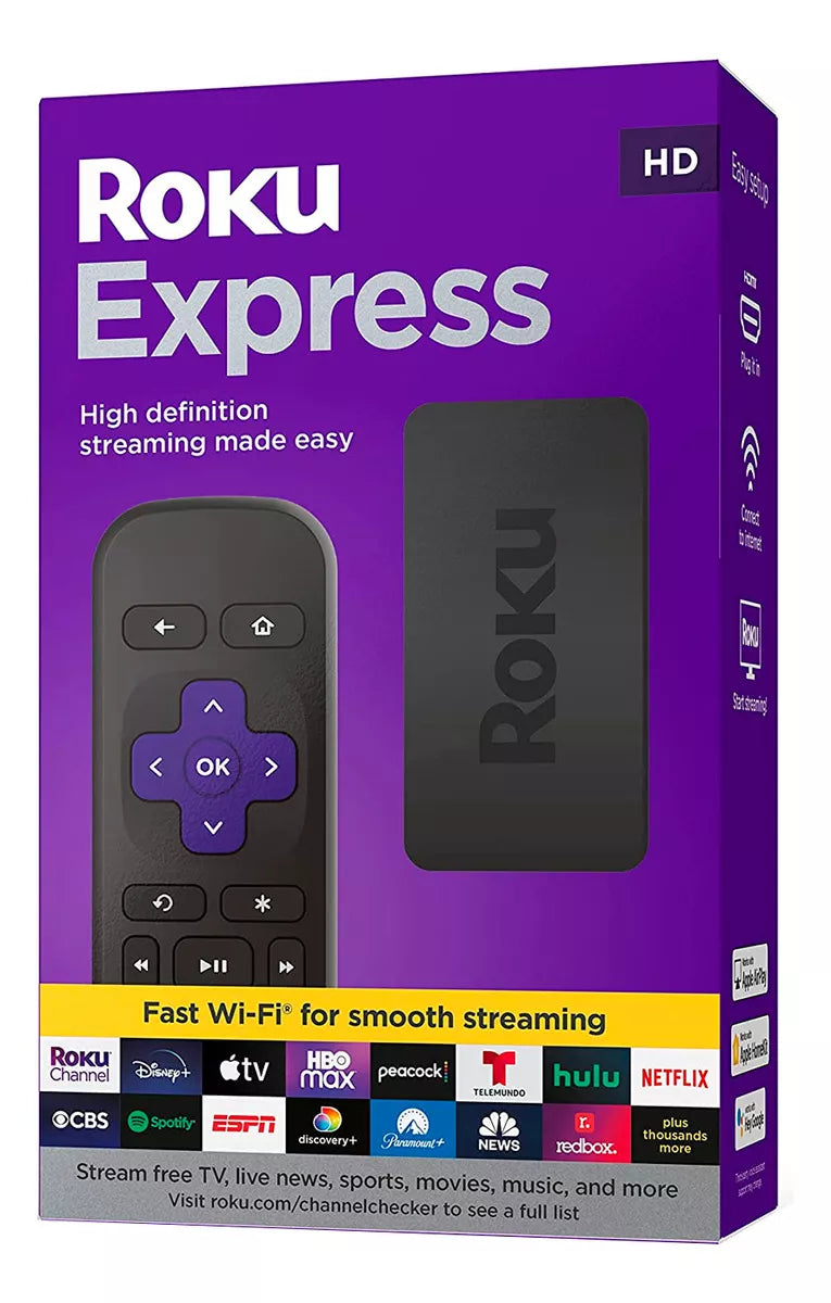 (1)Roku Express 3960R Hd Dispositivo De Streaming Color Negro Tipo de control remoto Estándar