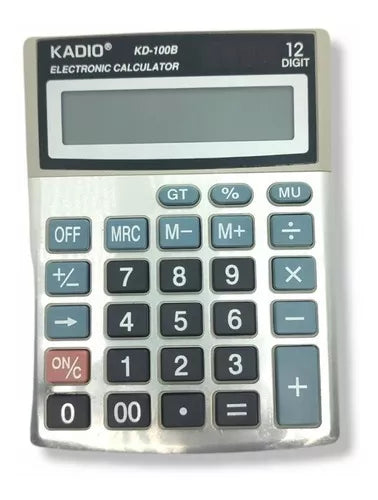 Calculadora De Escritorio Kadio Kd-100b 12 Digitos + Pila Color Plateado