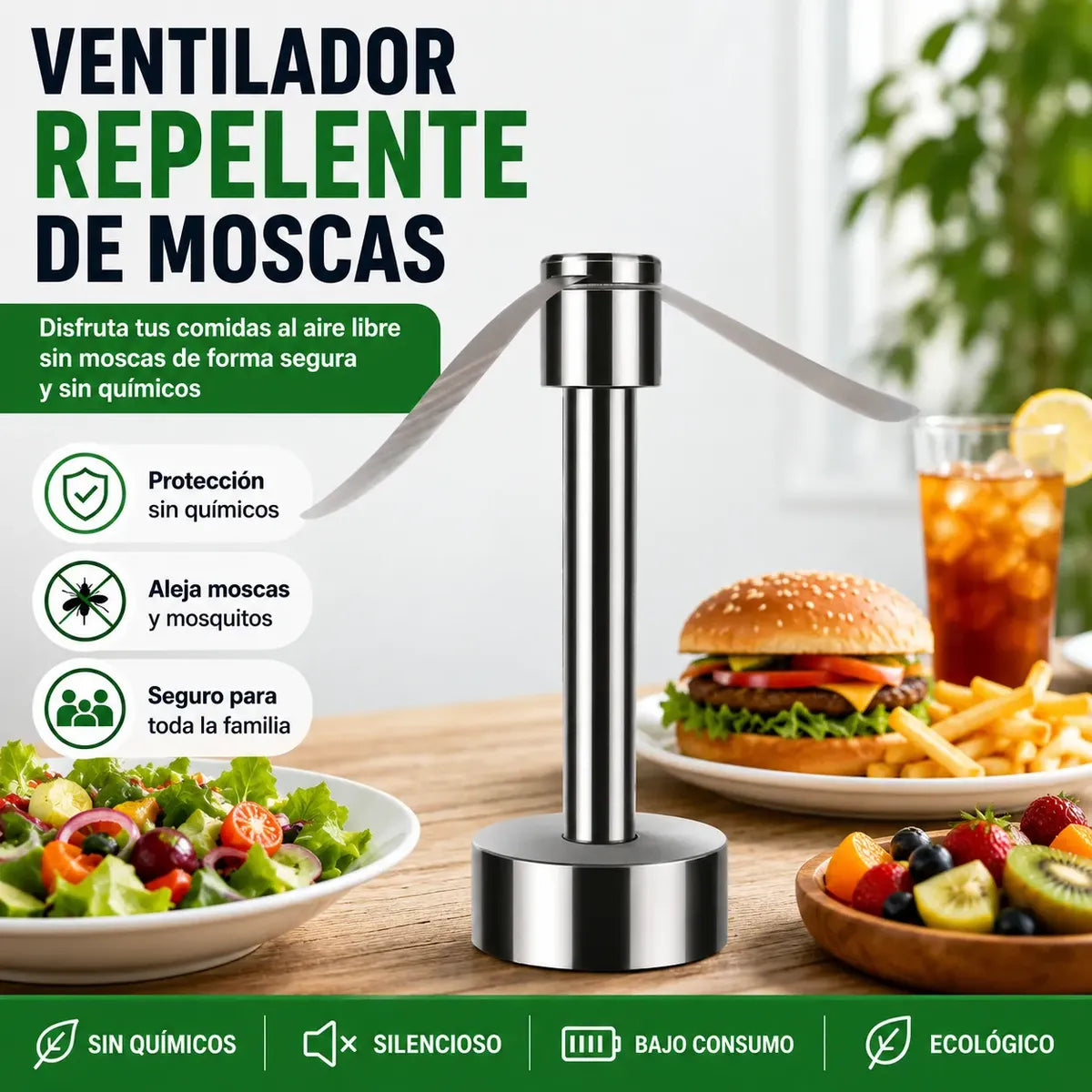 Ventilador Repelente De Moscas Para Mesa Portátil