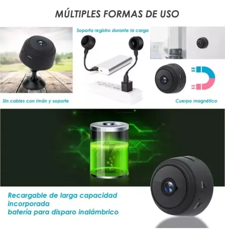 Cámara de seguridad Shenzhen A9 Mini con resolución de 1080p visión nocturna incluida negra