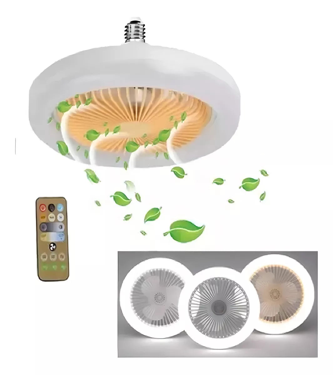 Ventilador De Techo E27 De Con Lámpara Y Control Remoto Color De La Estructura Blanco