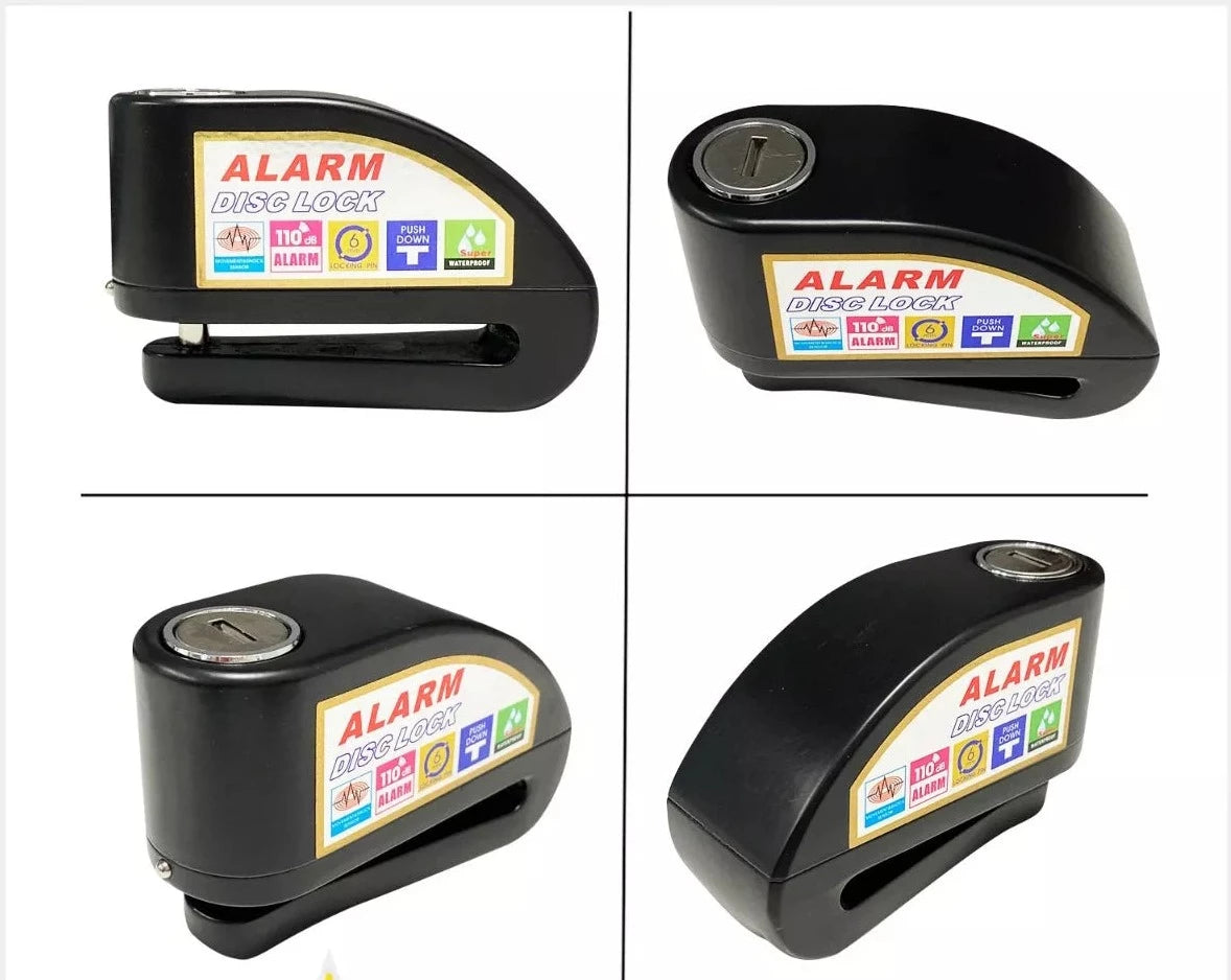 Candado Freno De Disco Con Alarma Para Moto O Bicicleta Inox