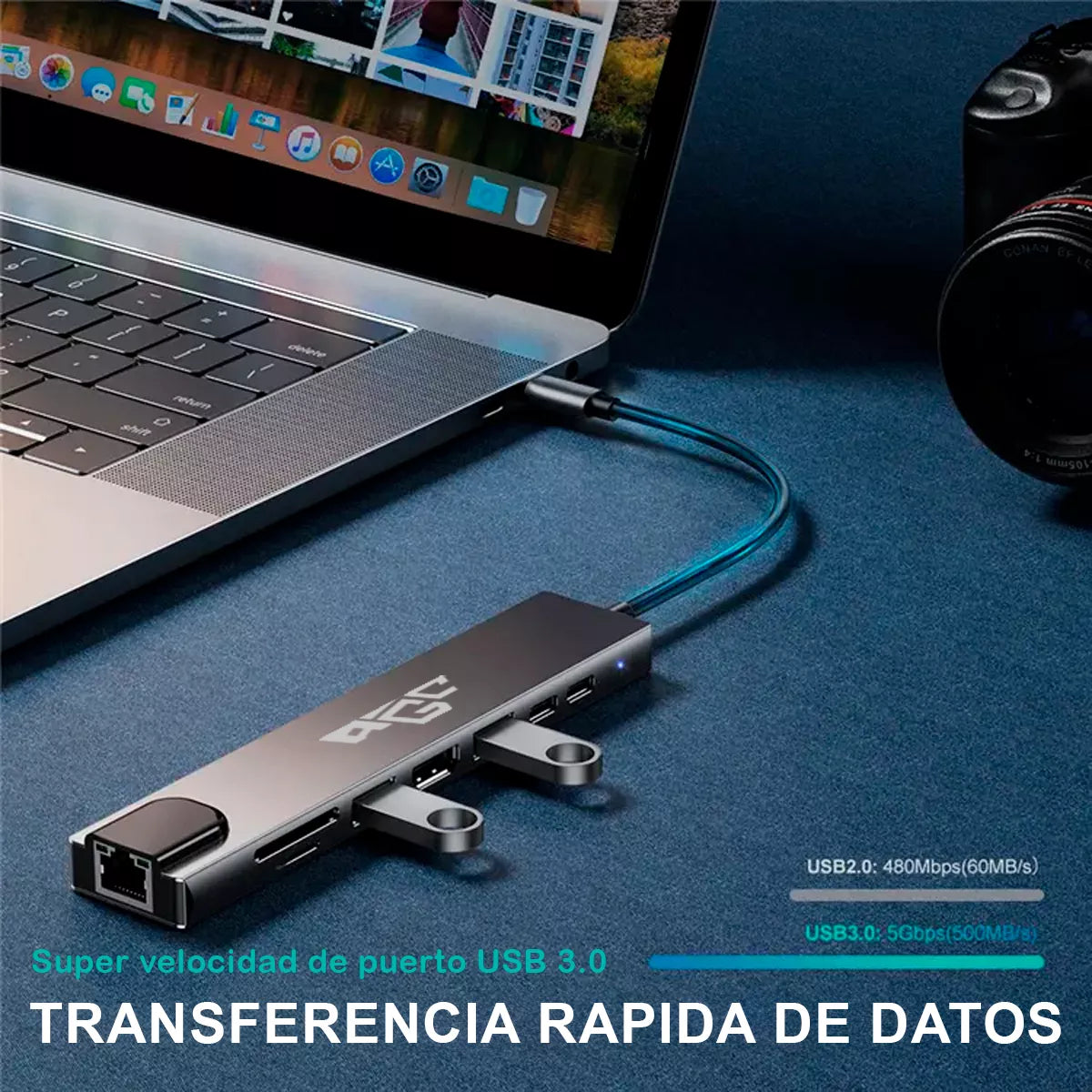 (1)Generico hub adaptador usb C 8 En 1