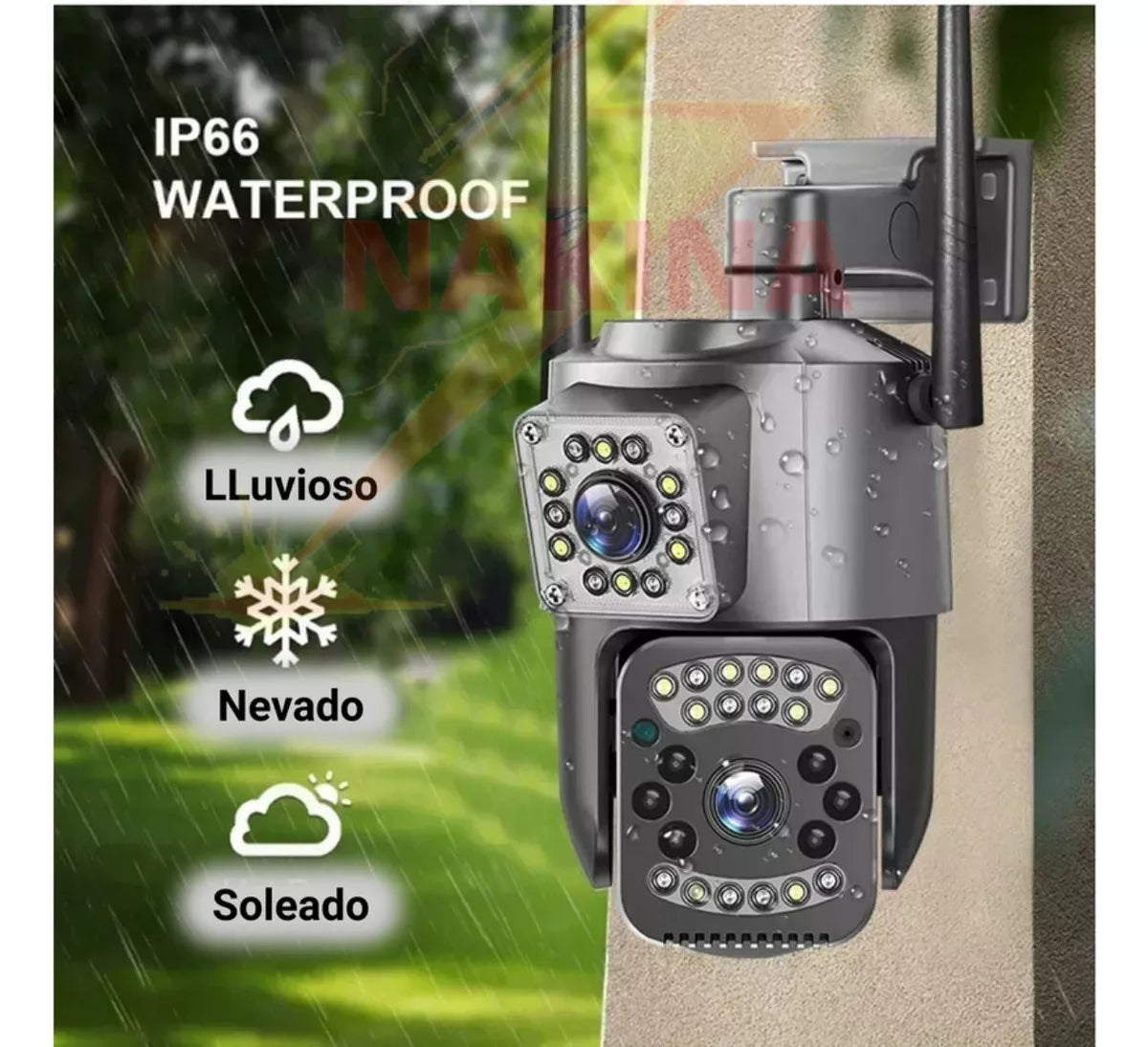 (1)Camara De Seguridad Ptz Doble Lente Alta Definicion Exterior Color Gris Oscuro