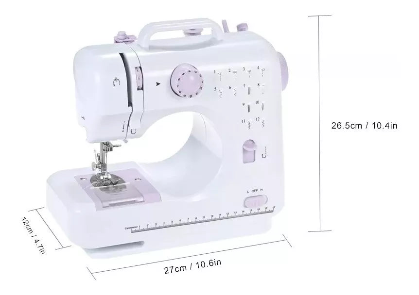 (1)máquina de coser portátil 505A para el hogar, doble velocidad, 12 puntadas integradas para principiantes, máquina de reparación de ropa