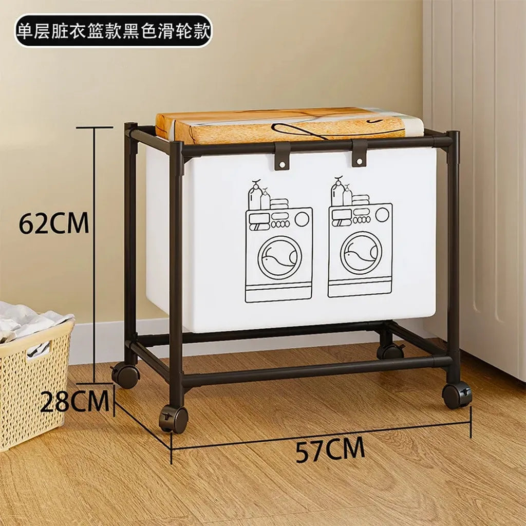 Canasto Organizador de Ropa con Ruedas 🧺 Ideal para Lavandería y Ahorro de Espacio