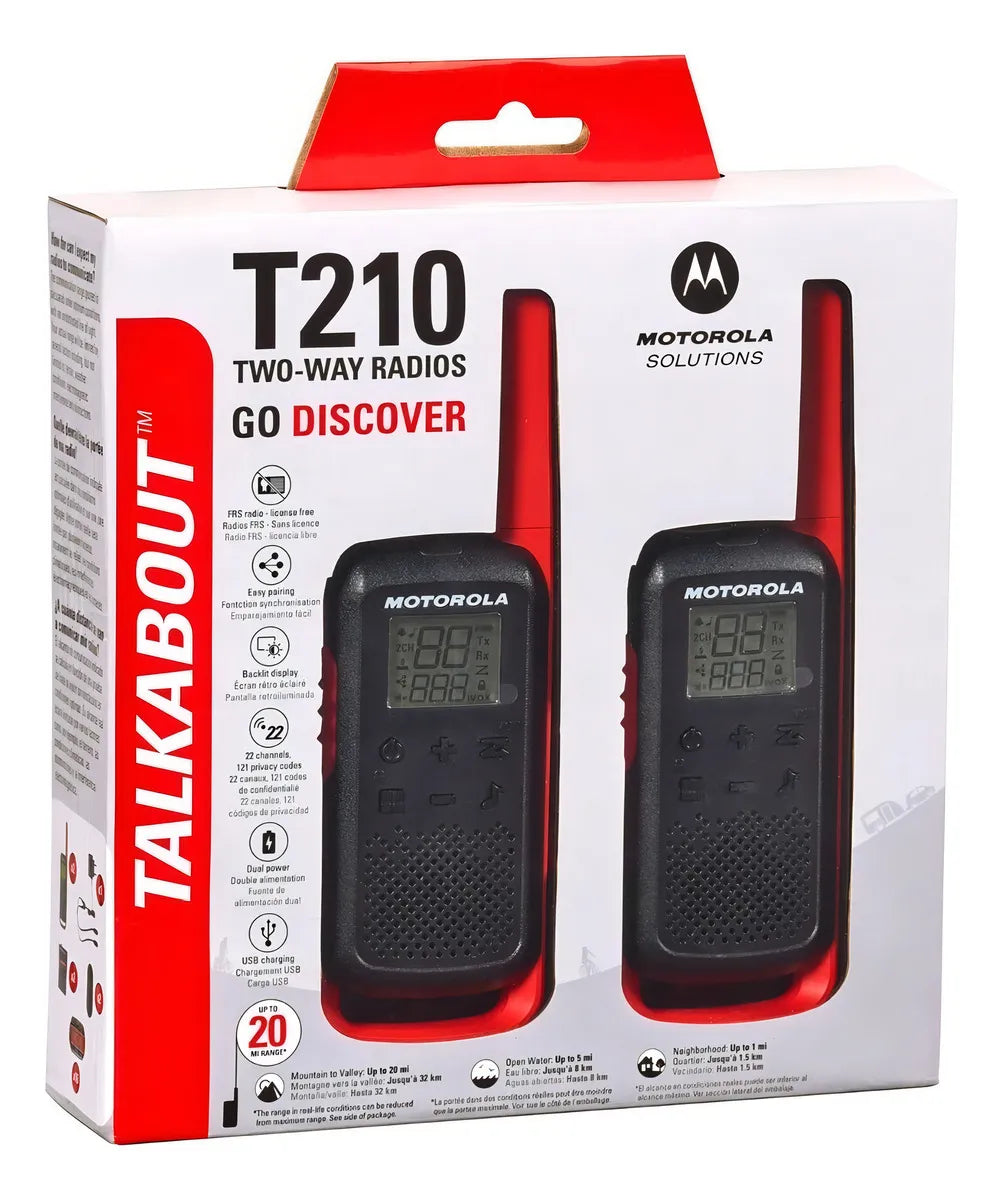 Walkie Talkie Motorola T210 📡 Set de 2 Radios Comunicación Clara y Alcance Eficiente