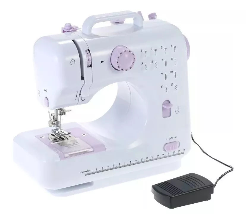 (1)máquina de coser portátil 505A para el hogar, doble velocidad, 12 puntadas integradas para principiantes, máquina de reparación de ropa