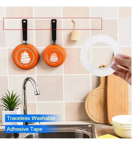 Cinta Adhesiva Nano Cinta De Silicona Lavable De Doble Cara 5 metros