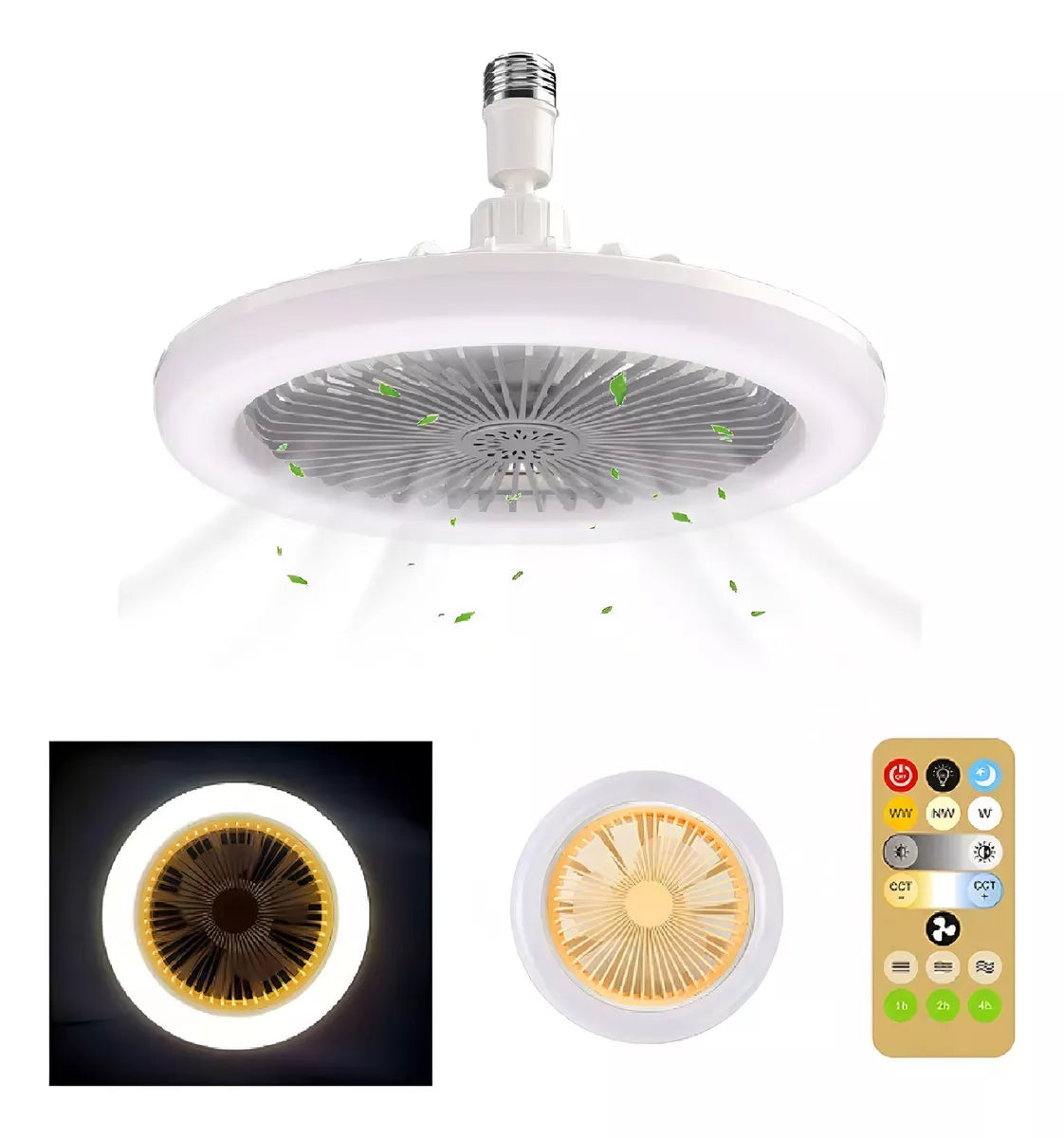 Ventilador De Techo E27 De Con Lámpara Y Control Remoto Color De La Estructura Blanco