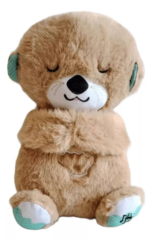 Peluche Realista Nutria Bebe Estimulacion Sensorial Sonido, Compañera De Respiración Relajante Ansiedad Te Ayuda A Dormir Color Beige