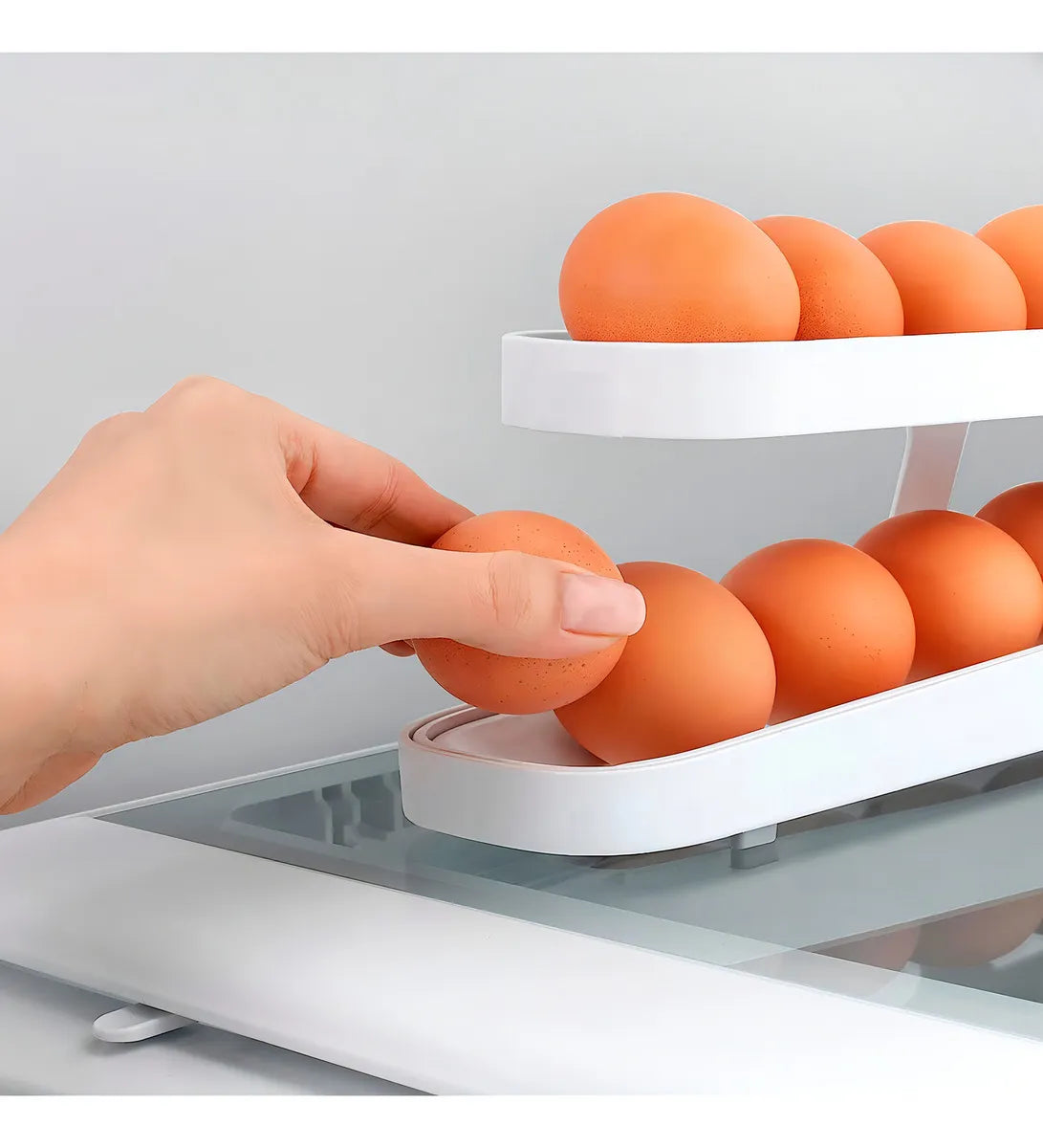 Organizador Dispensador de Huevos Enrollable 🥚 Bandeja para Refrigerador