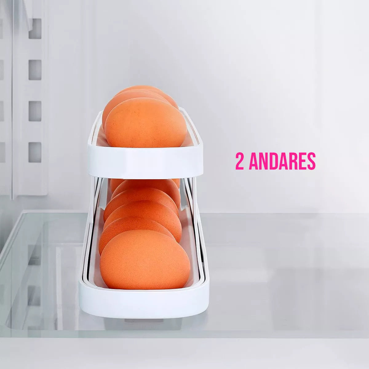 Organizador de bandejas dispensadoras enrollables para huevos, hasta 14 unidades, en color blanco