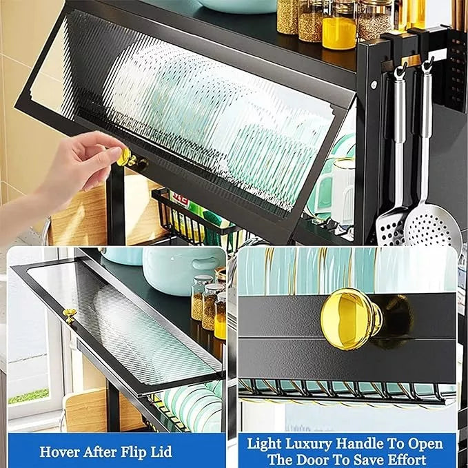 Organizador Y Escurridor Platos Loza Con Tapa Color Negro