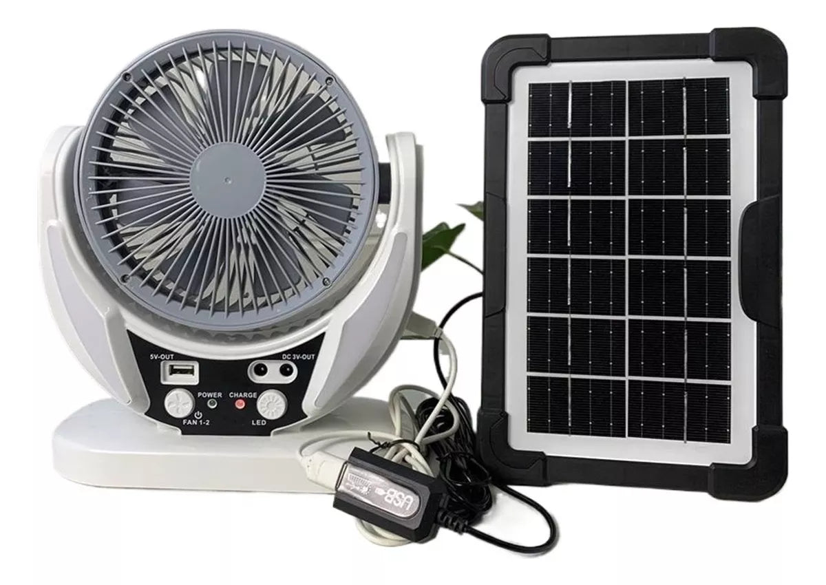 Ventilador Recargable Solar ☀️ Funciona sin Luz (AC/DC)