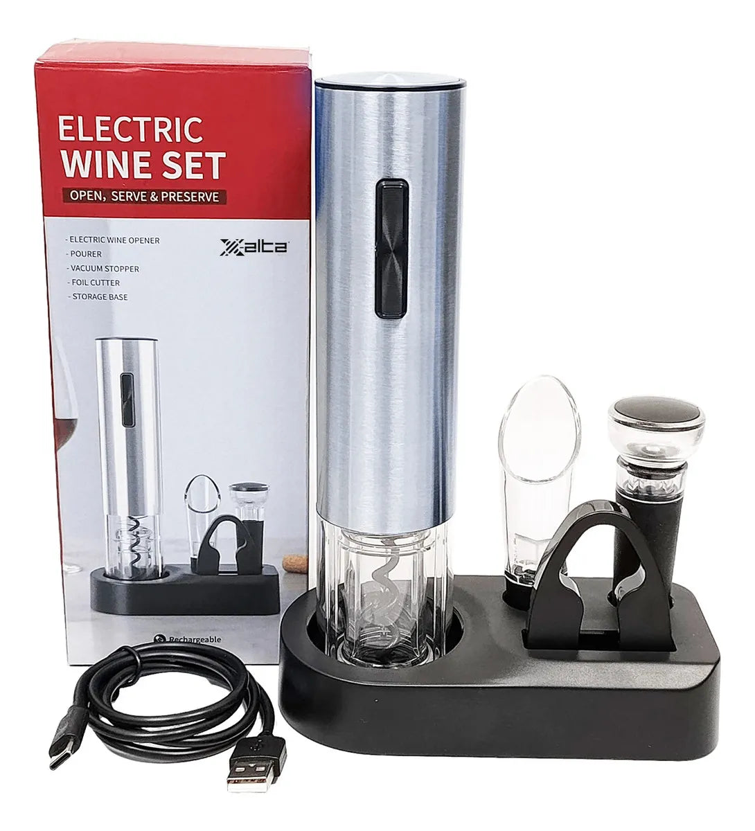 Kit Descorchador de Vino Eléctrico Recargable – Elegante y Fácil de Usar 🍷