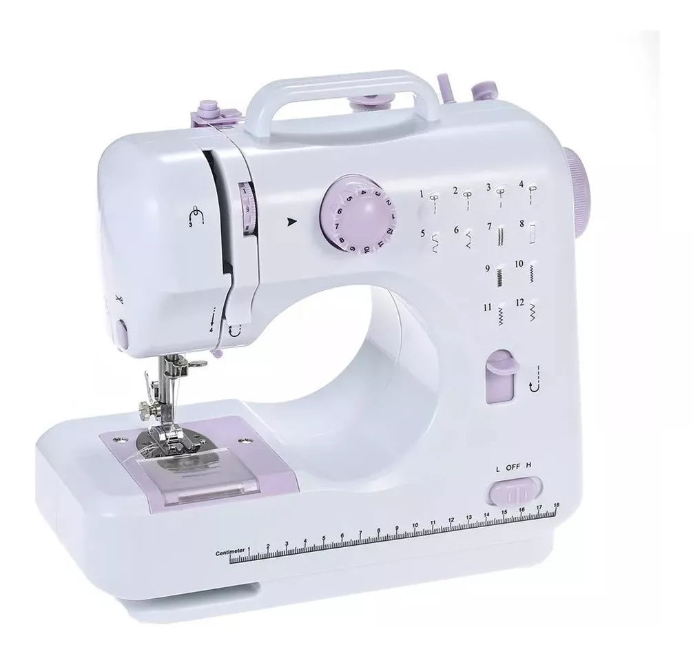 (1)máquina de coser portátil 505A para el hogar, doble velocidad, 12 puntadas integradas para principiantes, máquina de reparación de ropa