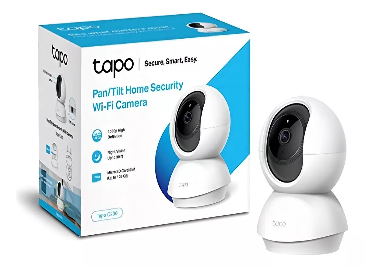 (1)Cámara de seguridad Tapo link C200 Ip Wifi Robótica, Full Hd / Audio, Tapo C200 Color Blanco