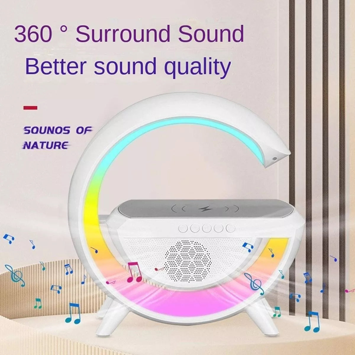 (1)Cargador Inalambrico Parlante Bluetooth Lampara Usb Radio