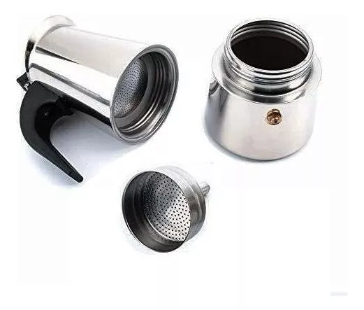 Cafetera Espresso Maker 9 Tazas manual plateada italiana