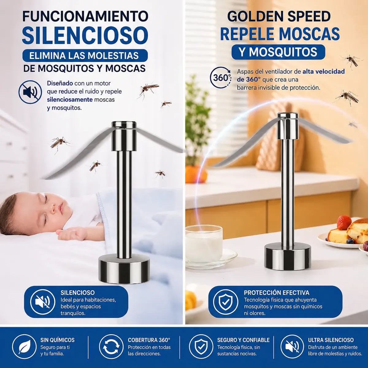 Ventilador Repelente De Moscas Para Mesa Portátil