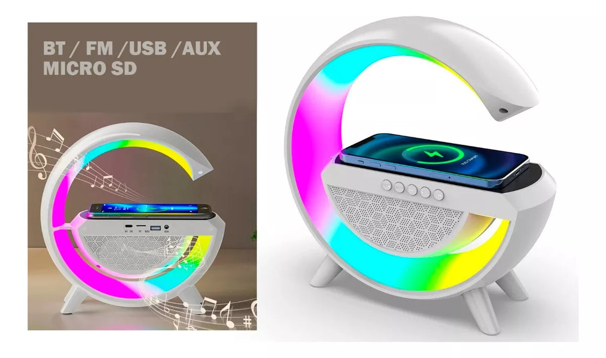 (1)Cargador Inalambrico Parlante Bluetooth Lampara Usb Radio