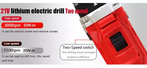 (1)Taladro De Impacto Taladro Eléctrico Portátil 21v 2baterías