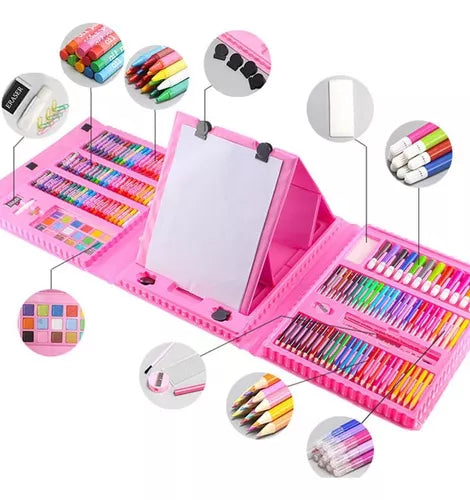 Set Kit Arte Niños Maleta Crayon Acuarela Plumon 208 Piezas