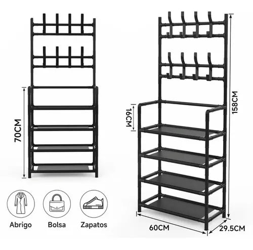 Organizador De Ropa Y Zapatos Tendedero Con Zapatero Estante