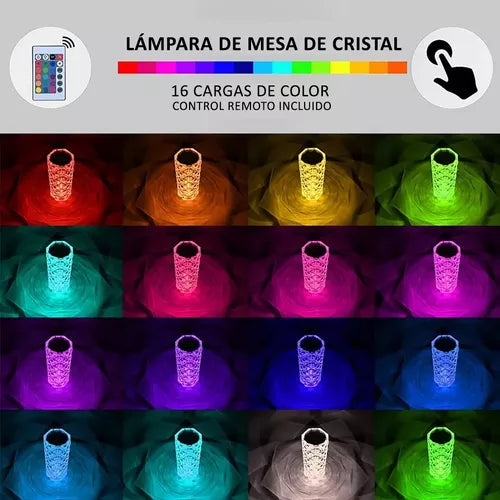 Lampara Luna 3d Diamante Colores Galaxia Base + Control Rgb