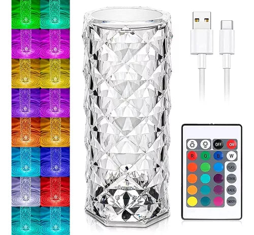 Lampara Luna 3d Diamante Colores Galaxia Base + Control Rgb