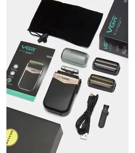(1)VGR-Afeitadora eléctrica para hombres, maquinilla de afeitar recíproca, cortadora de barba profesional, máquina de afeitar portátil, V-331