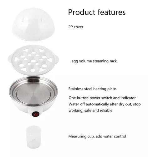 (1)Mini máquina de desayuno para cocinar huevos, vaporizador de huevos de una sola capa, aparato pequeño de cocina, enchufe de calefacción, electrodoméstico