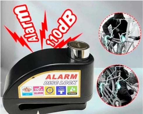 Candado Freno De Disco Con Alarma Para Moto O Bicicleta Inox
