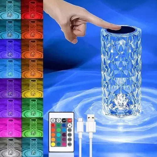 Lampara Luna 3d Diamante Colores Galaxia Base + Control Rgb
