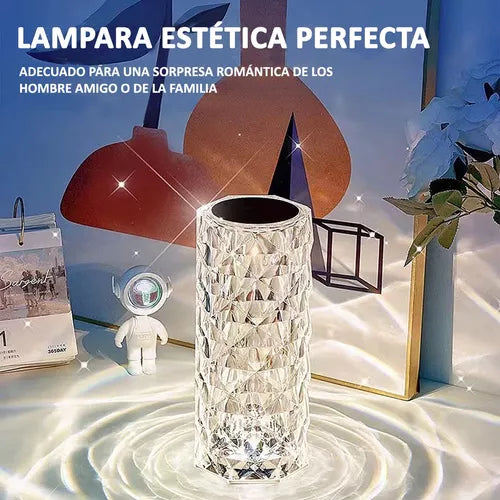 Lampara Luna 3d Diamante Colores Galaxia Base + Control Rgb