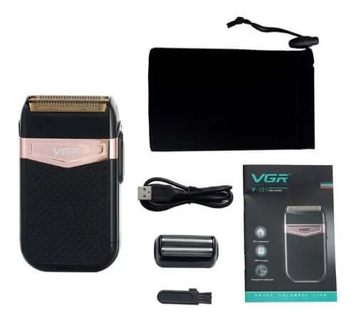 (1)VGR-Afeitadora eléctrica para hombres, maquinilla de afeitar recíproca, cortadora de barba profesional, máquina de afeitar portátil, V-331