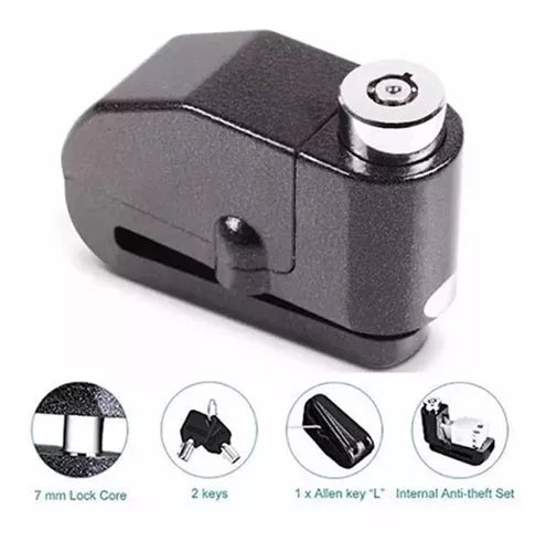 Candado-alarma Freno Disco Seguridad Para Motocicleta Y Bici